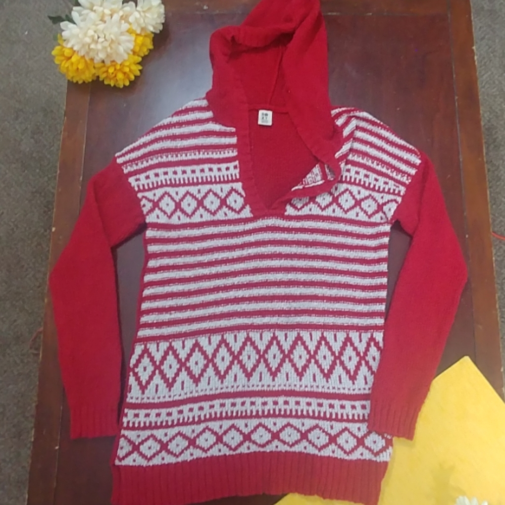 Roxy Hooded Knit Pull Over Sweater Hoodie XL